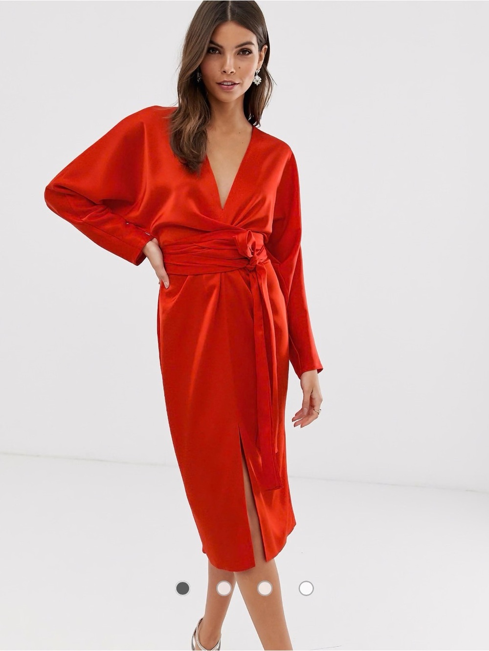 ASOS Red Satin Midi Dress